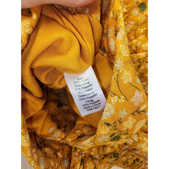 Sonoma Women's Jacket Sz Large 100% Cotton Quilted in Gold Floral Print - Picture 9 of 10